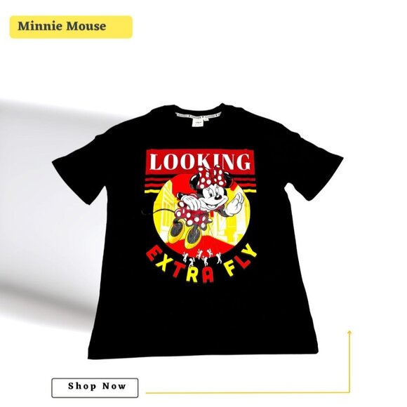 Disney Adult Girls Looking Extra Fly Minnie Mouse T Shirt Black Size L NWT - Picture 3 of 7